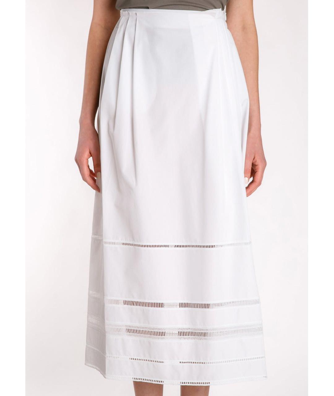 LES COPAINS Белая хлопковая юбка миди, фото 4