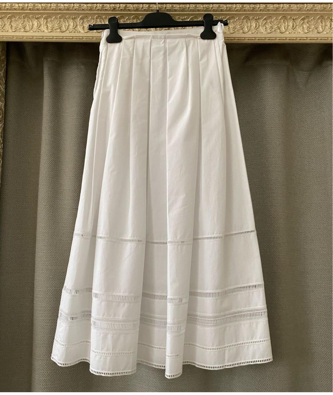 LES COPAINS Белая хлопковая юбка миди, фото 6
