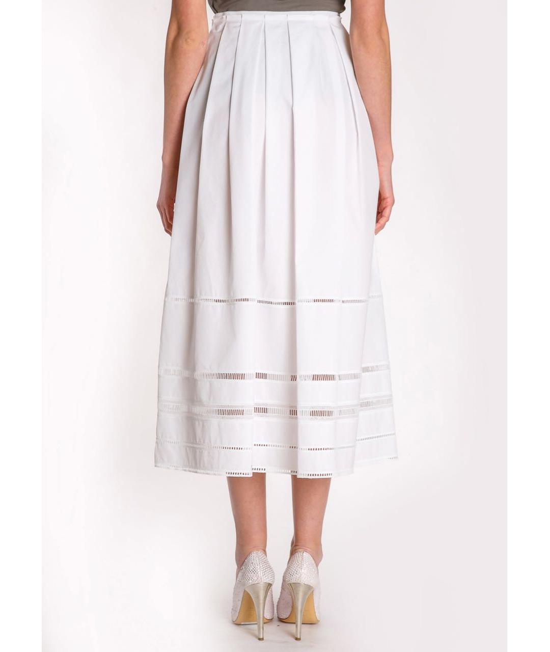 LES COPAINS Белая хлопковая юбка миди, фото 5