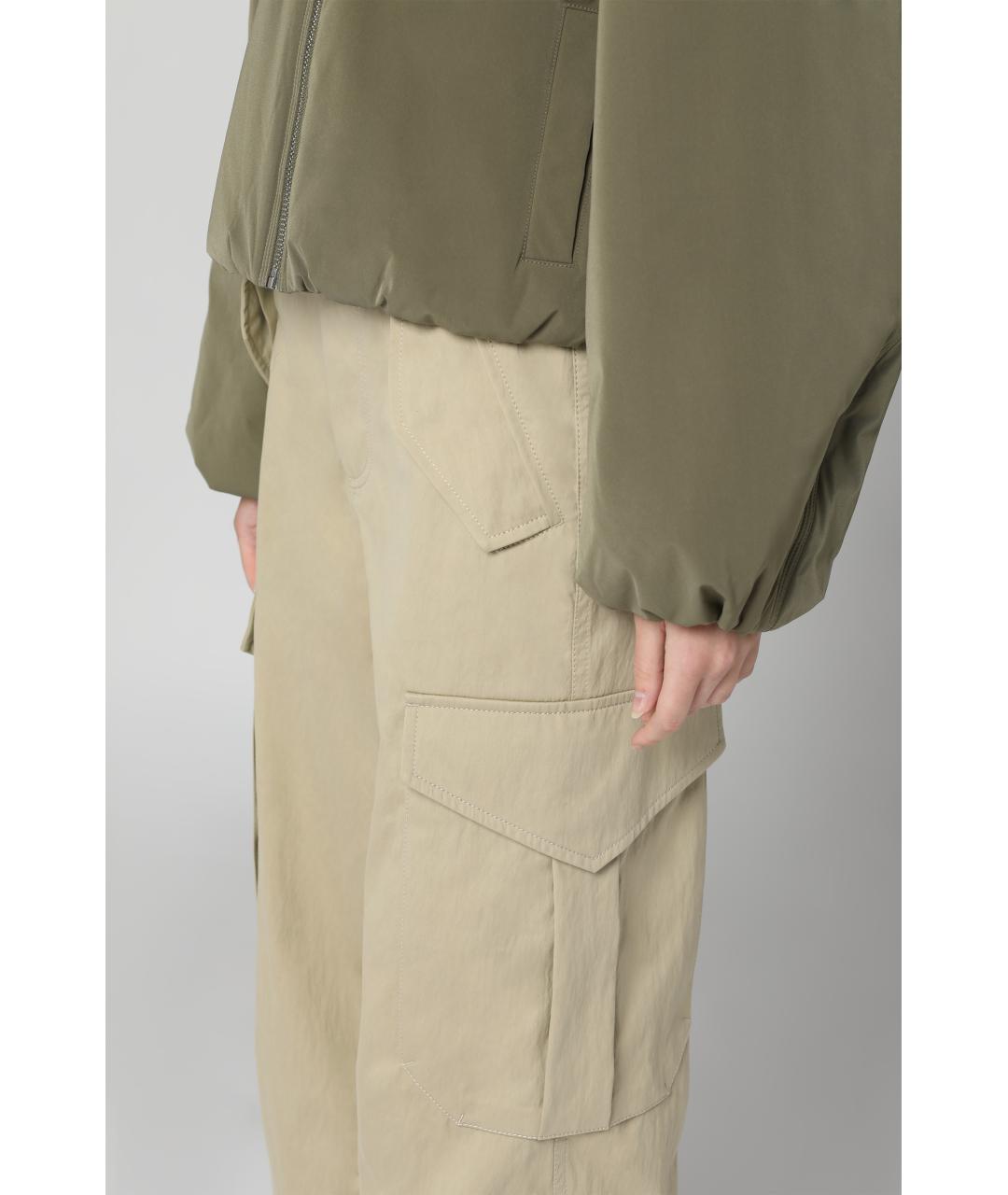 BOTTEGA VENETA Бежевые хлопковые прямые брюки, фото 5