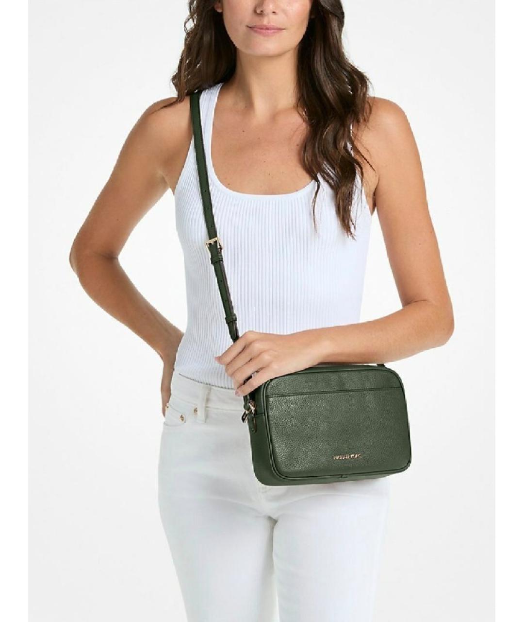 MICHAEL KORS Зеленая кожаная сумка через плечо, фото 5