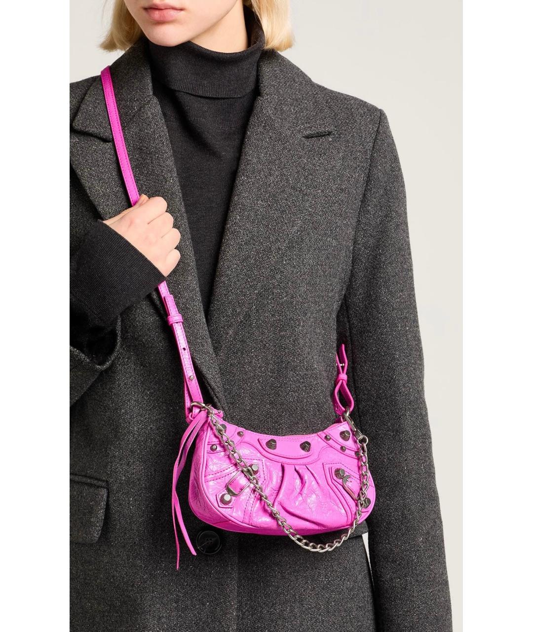 BALENCIAGA Розовая кожаная сумка с короткими ручками, фото 2