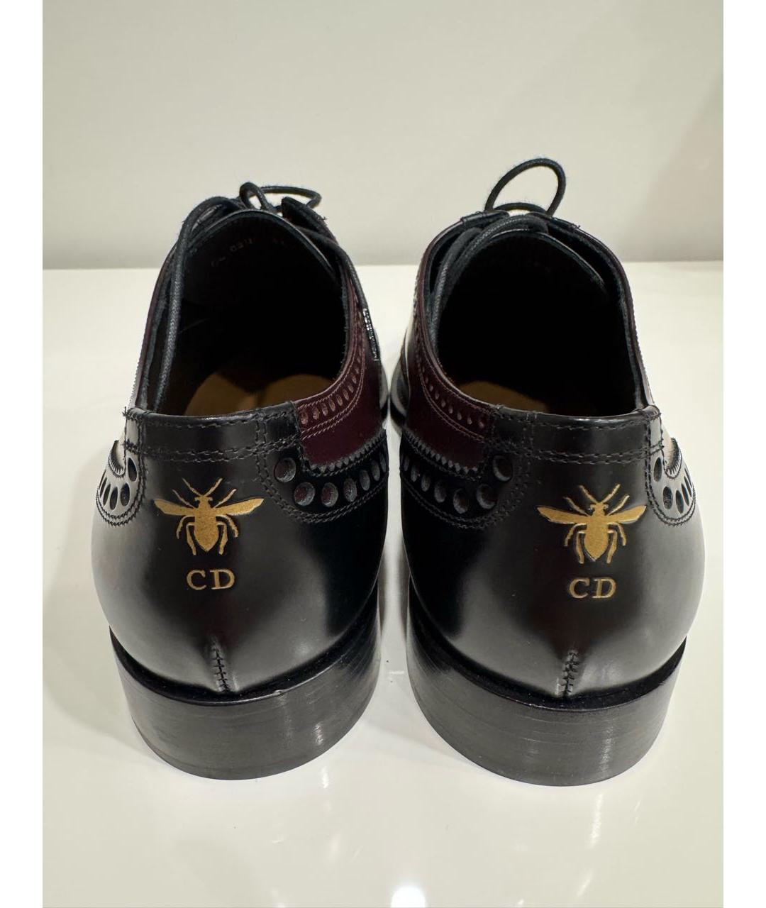 CHRISTIAN DIOR Черные кожаные брогги и оксфорды, фото 3
