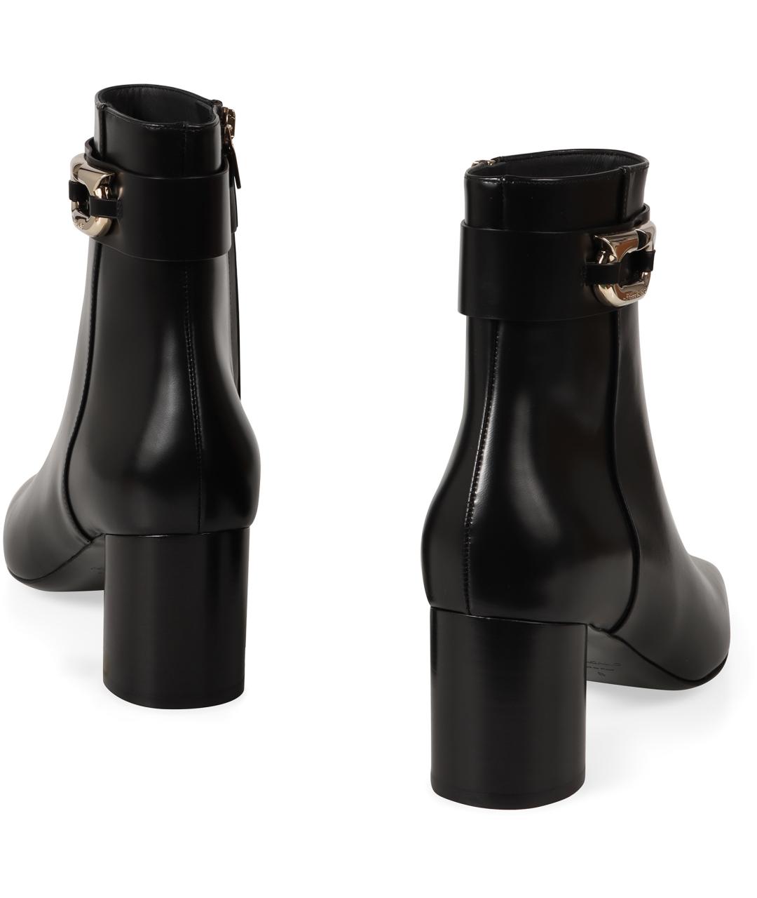 FERRAGAMO Черные кожаные ботильоны, фото 4