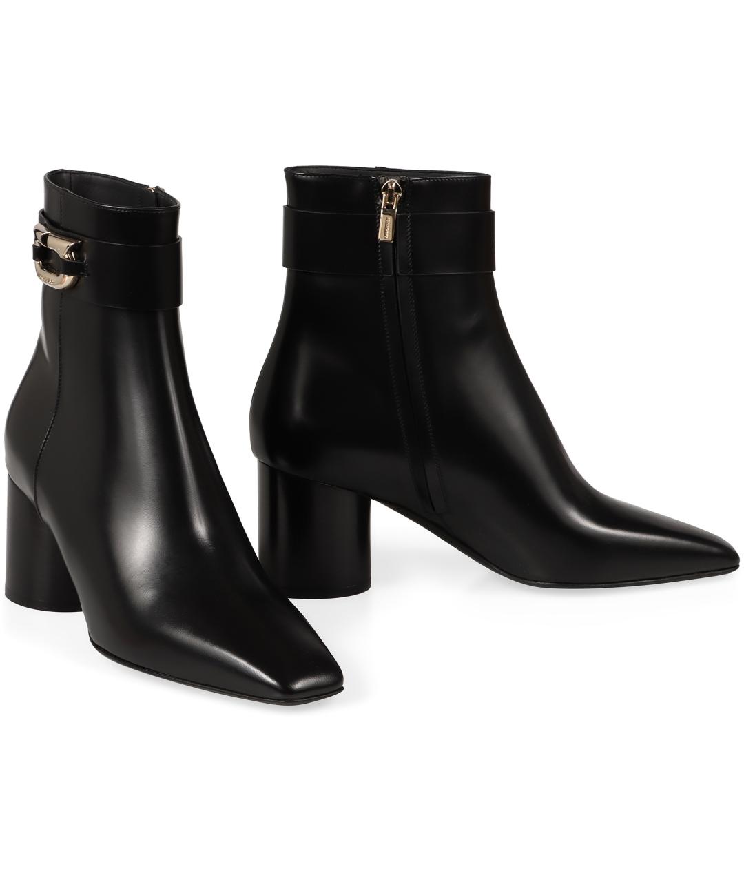 FERRAGAMO Черные кожаные ботильоны, фото 3