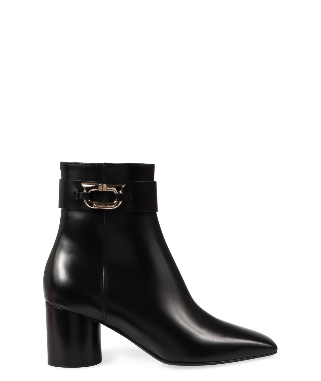 FERRAGAMO Черные кожаные ботильоны, фото 1