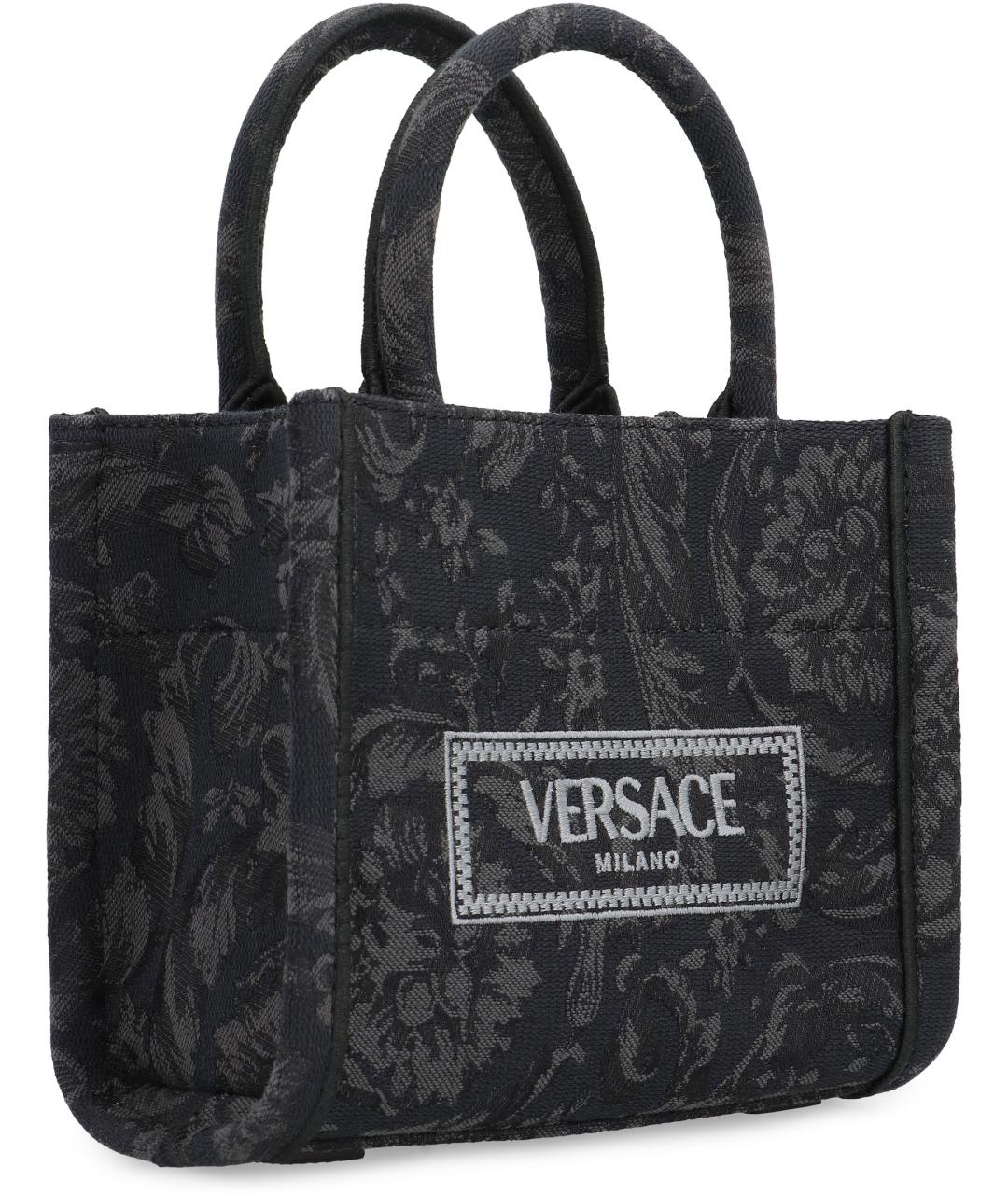 VERSACE Черная синтетическая сумка тоут, фото 2