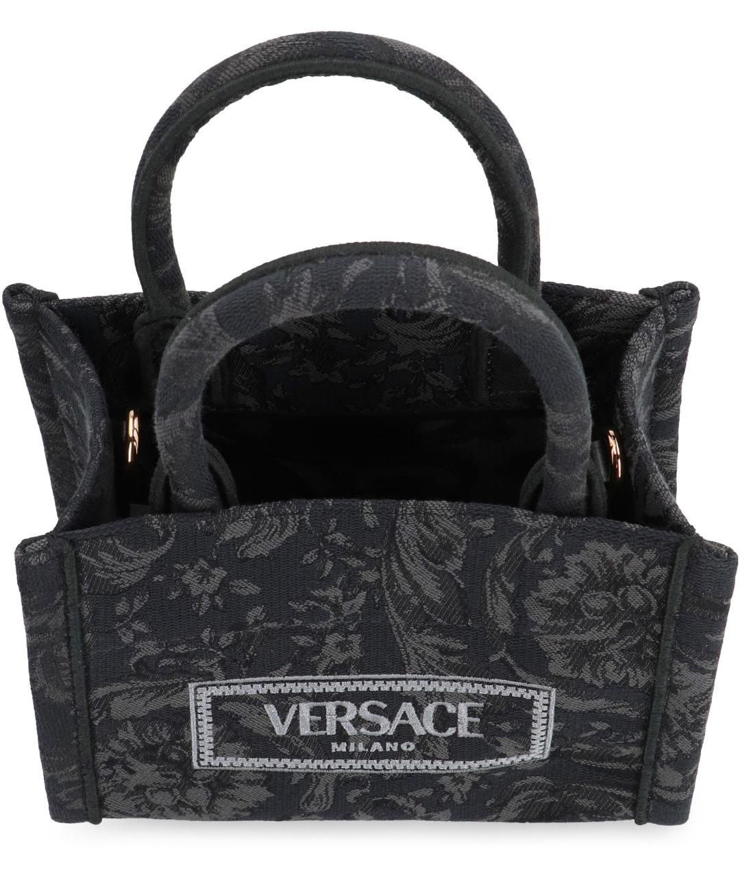 VERSACE Черная синтетическая сумка тоут, фото 5