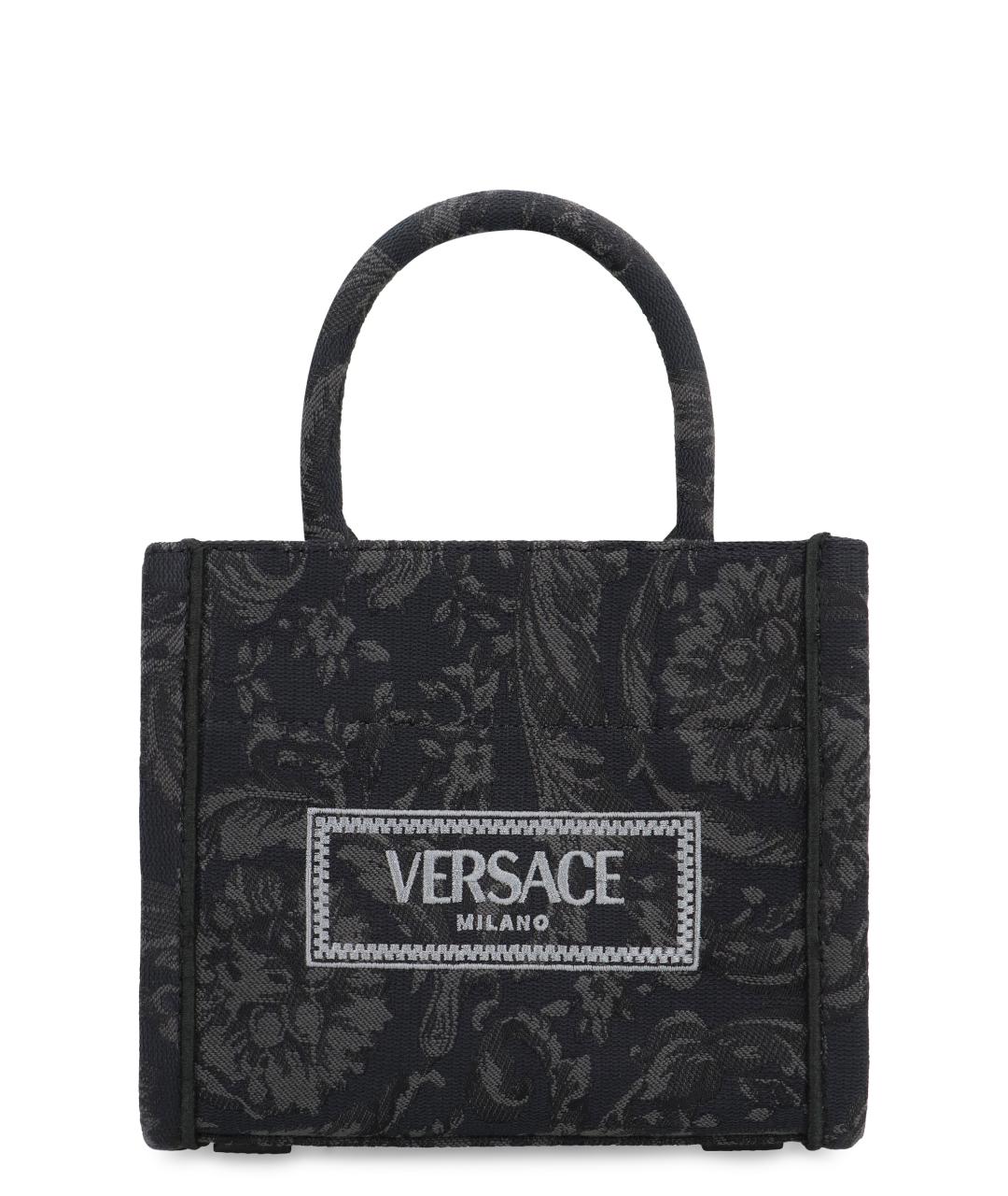 VERSACE Черная синтетическая сумка тоут, фото 1