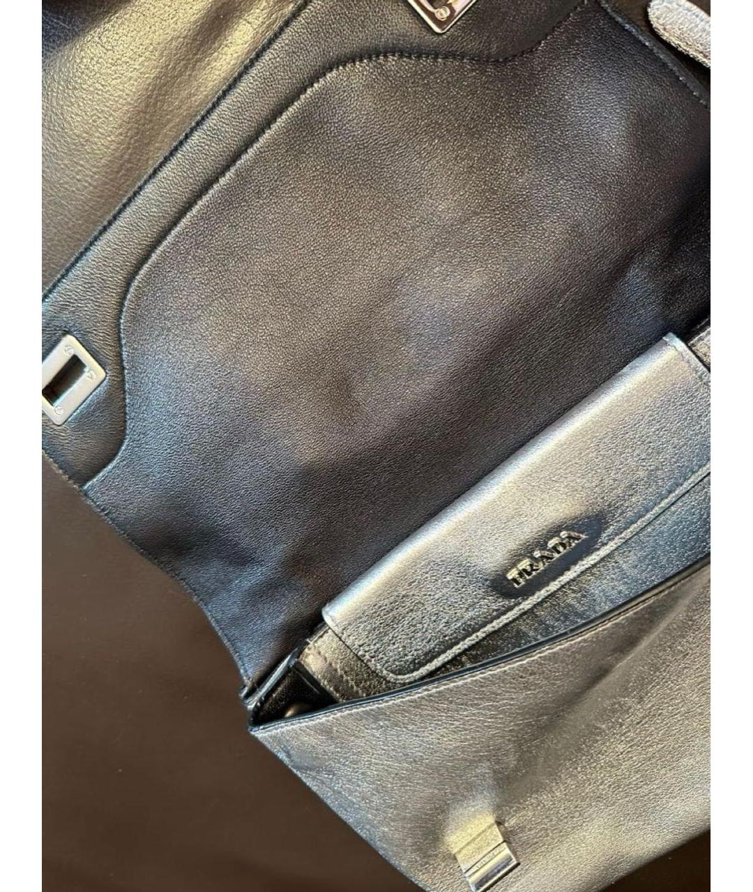 PRADA Серебряная кожаная сумка через плечо, фото 4