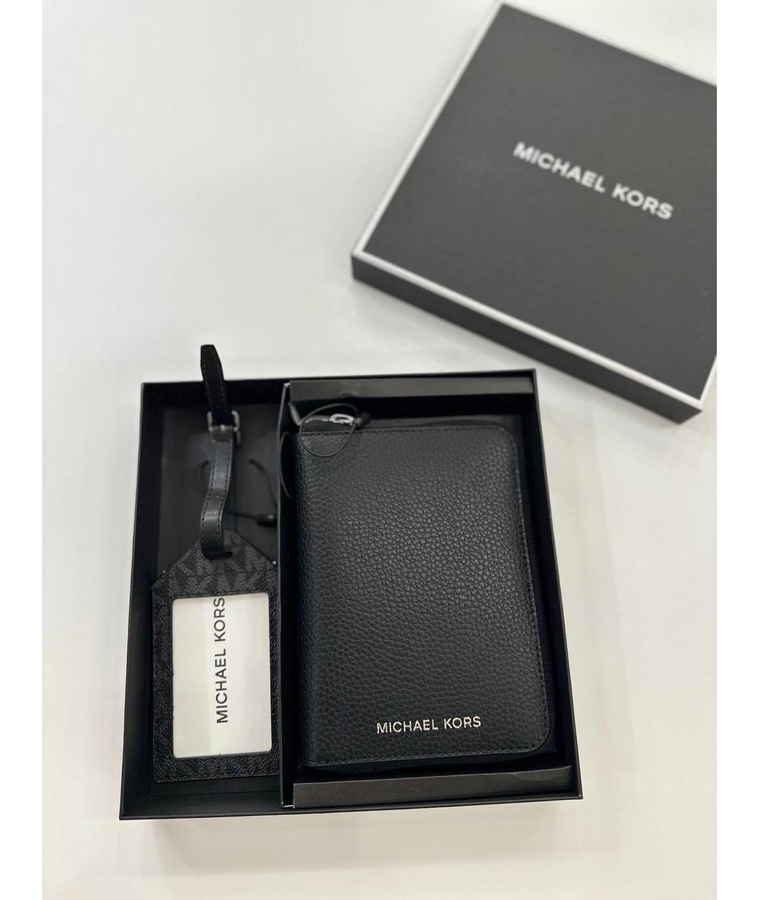 MICHAEL KORS Черный кожаный кошелек, фото 6