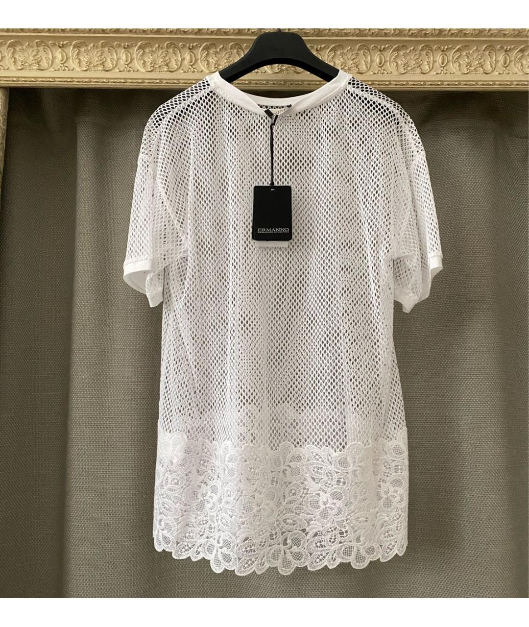 ERMANNO SCERVINO Белая хлопковая футболка, фото 7