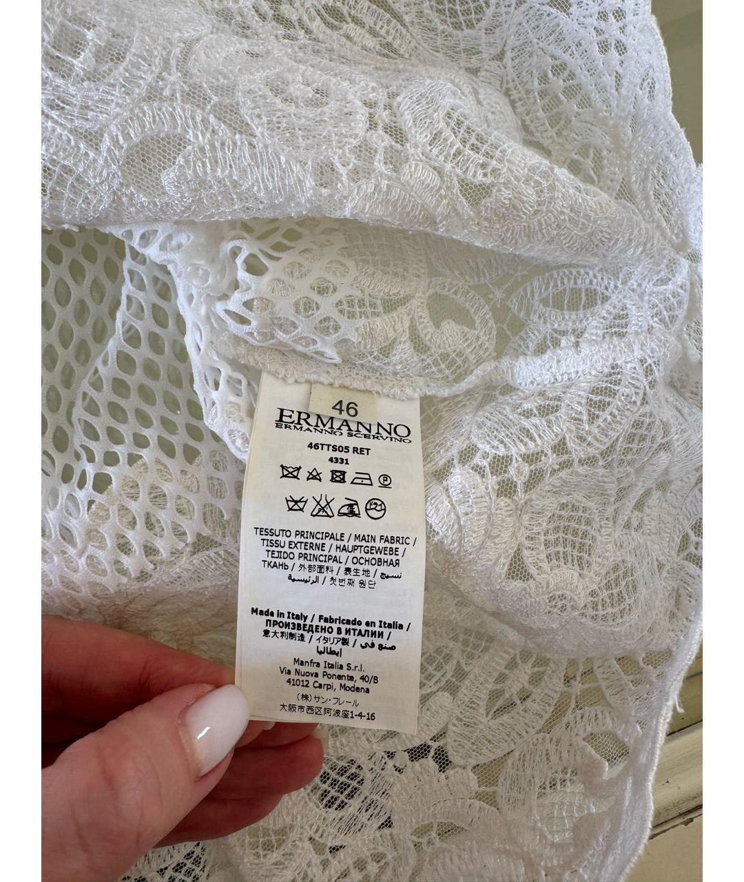 ERMANNO SCERVINO Белая хлопковая футболка, фото 8