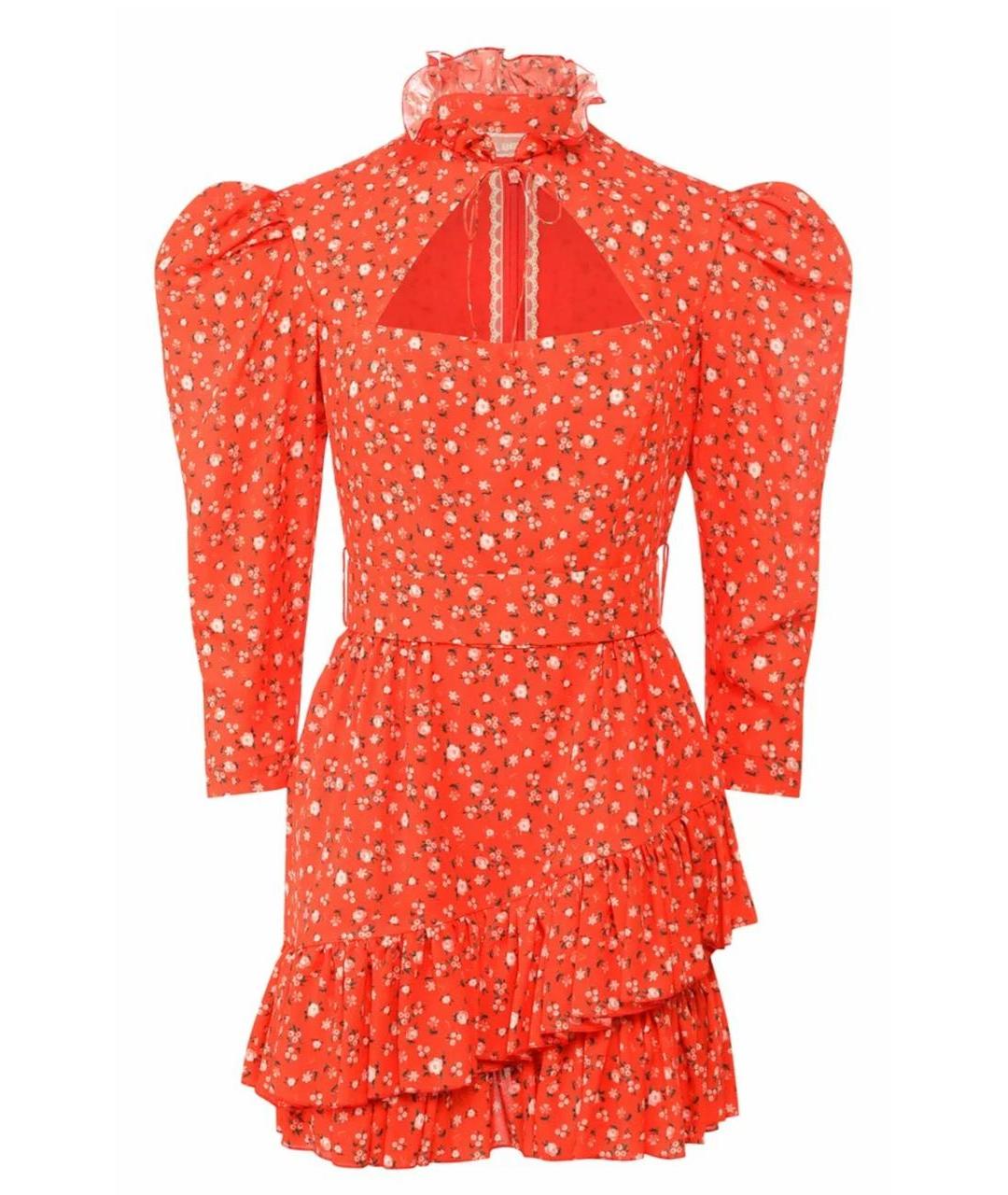 ULYANA SERGEENKO Красное шелковое коктейльное платье, фото 1