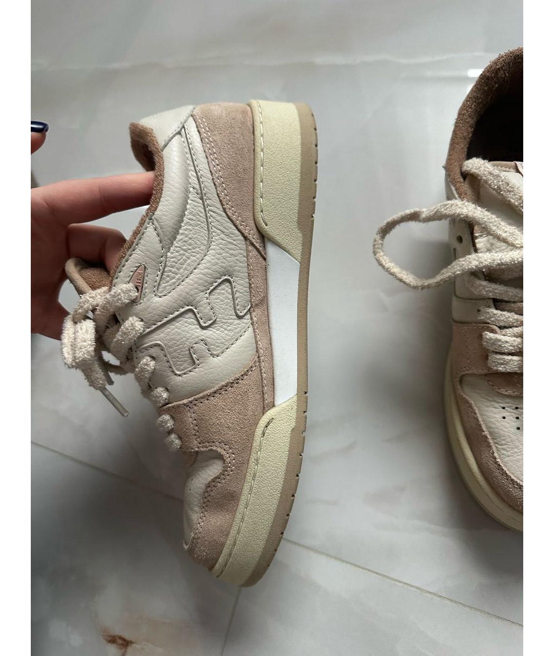 FENDI Бежевые кожаные кеды, фото 6