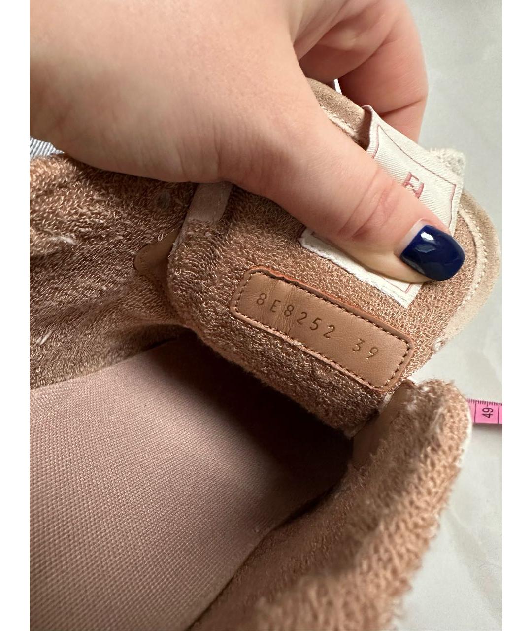 FENDI Бежевые кожаные кеды, фото 8