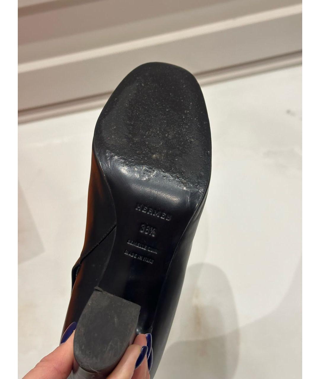 HERMES Черные кожаные ботильоны, фото 5