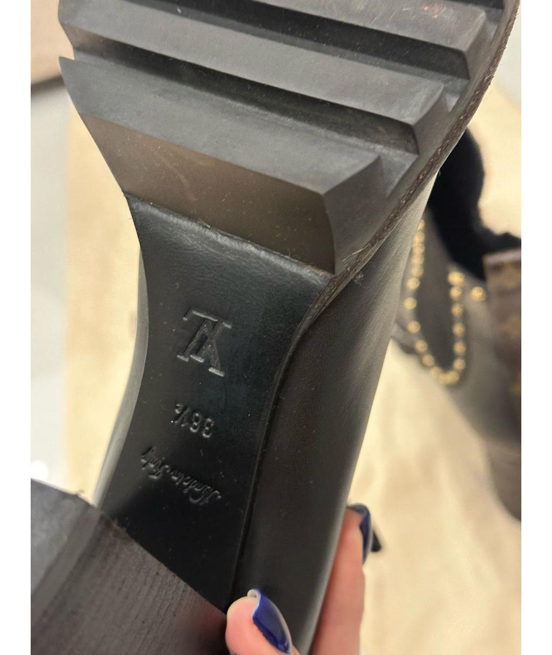 LOUIS VUITTON Черные кожаные ботильоны, фото 5