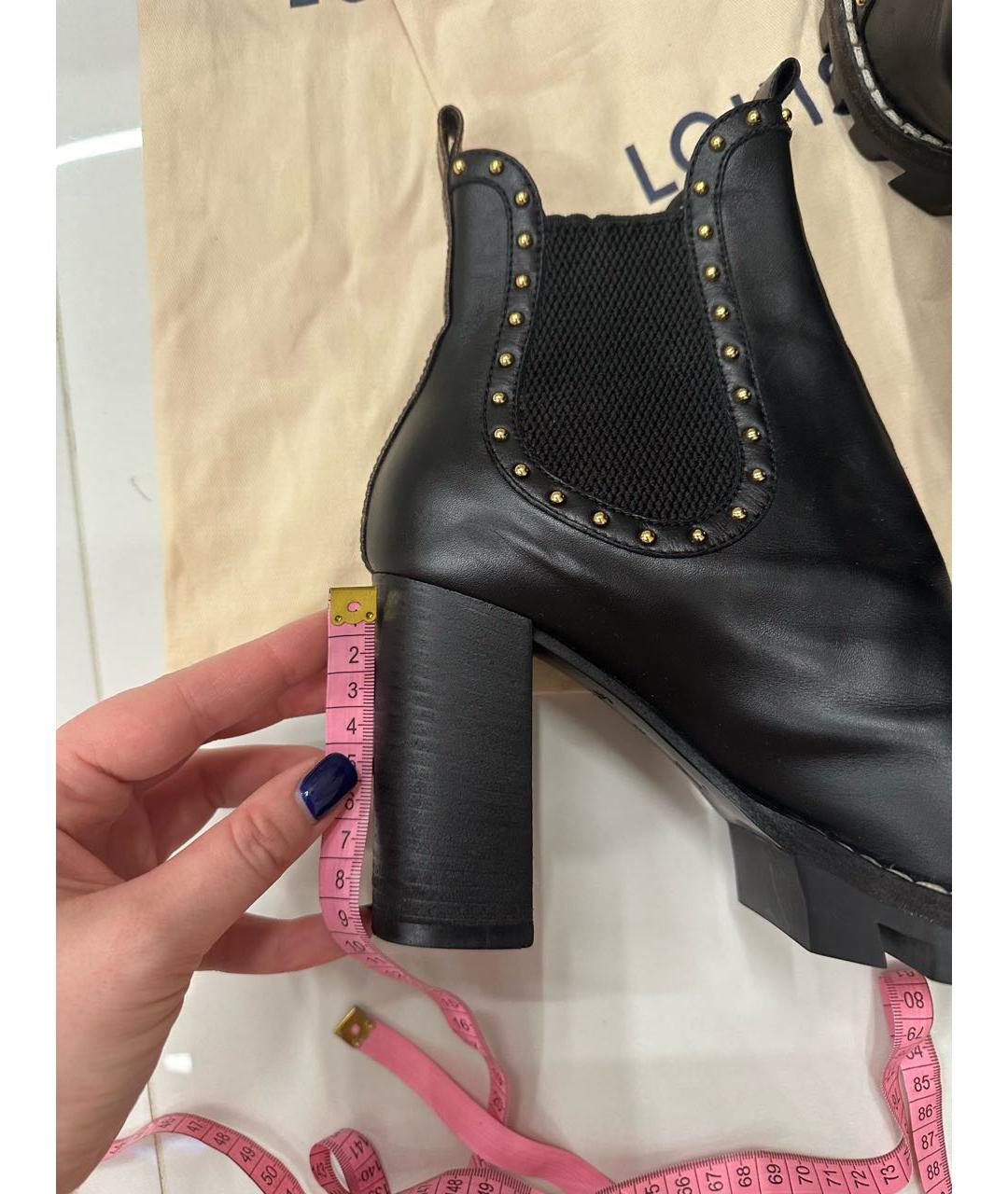 LOUIS VUITTON Черные кожаные ботильоны, фото 6