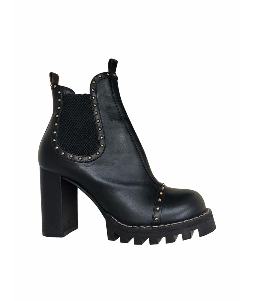 LOUIS VUITTON Черные кожаные ботильоны, фото 1