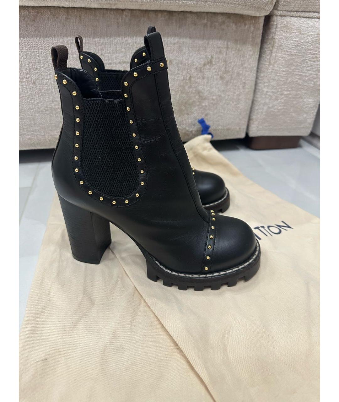 LOUIS VUITTON Черные кожаные ботильоны, фото 2