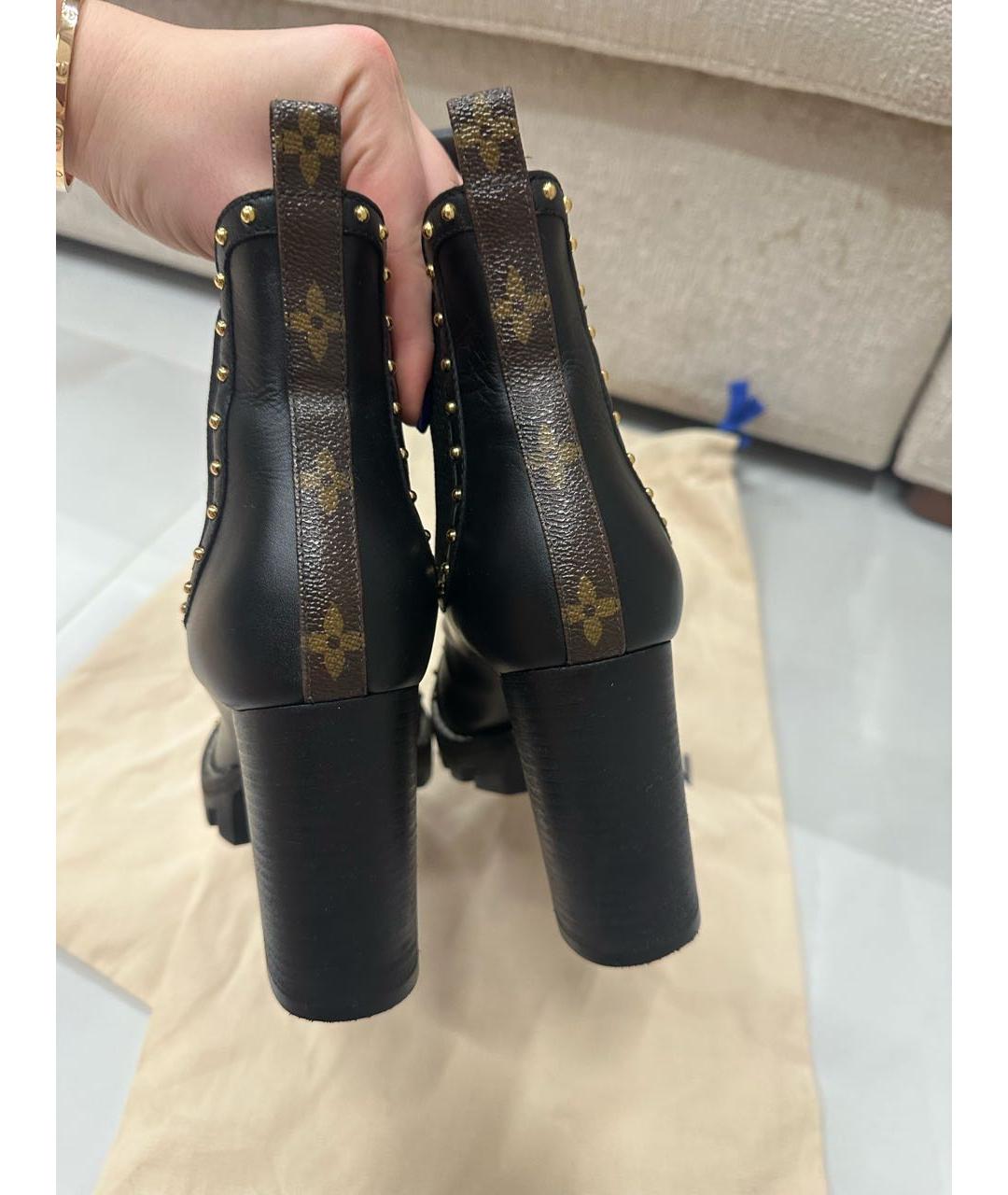 LOUIS VUITTON Черные кожаные ботильоны, фото 4