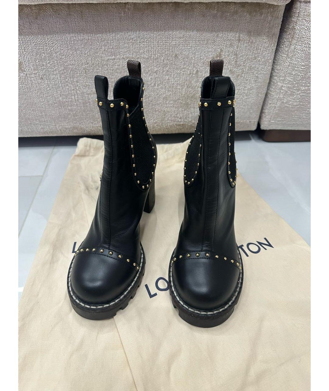 LOUIS VUITTON Черные кожаные ботильоны, фото 3