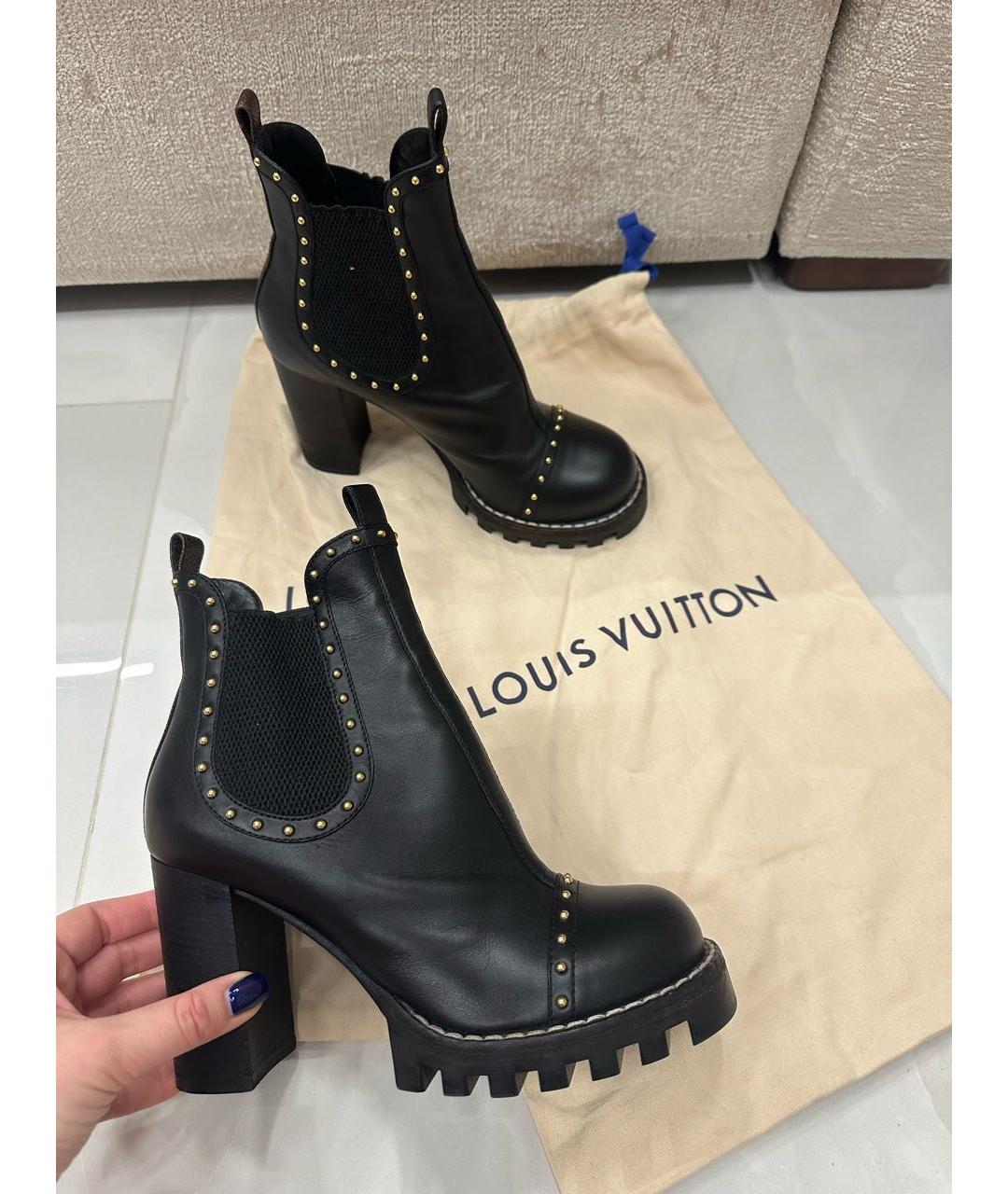 LOUIS VUITTON Черные кожаные ботильоны, фото 7