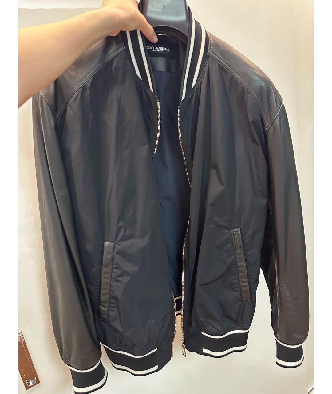 DOLCE&GABBANA Темно-синяя кожаная куртка, фото 3