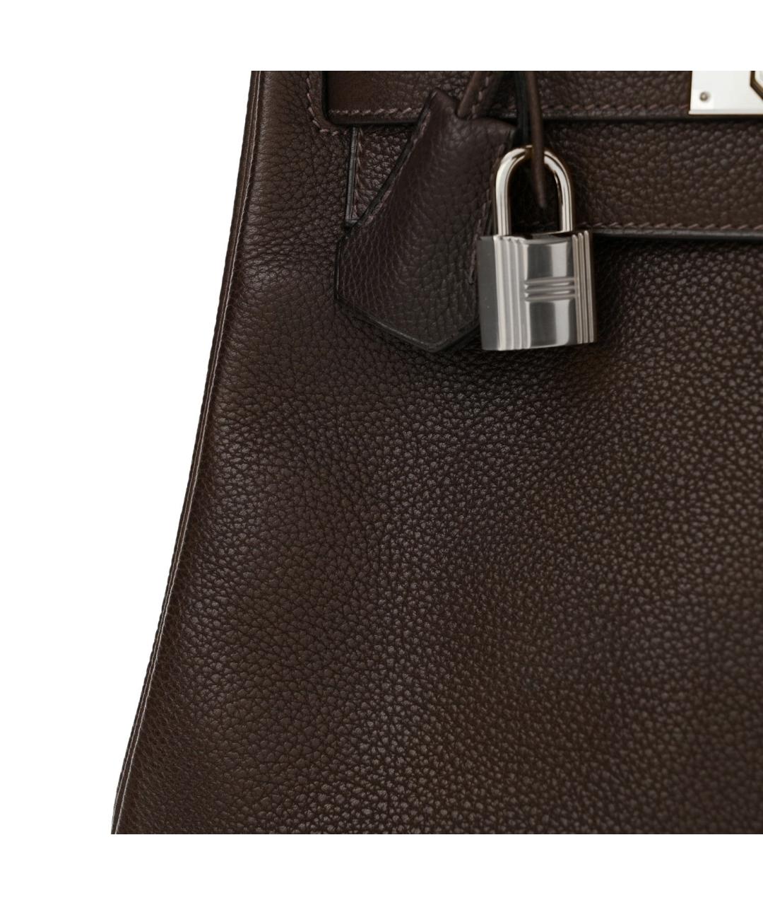 HERMES Коричневая кожаная сумка с короткими ручками, фото 4