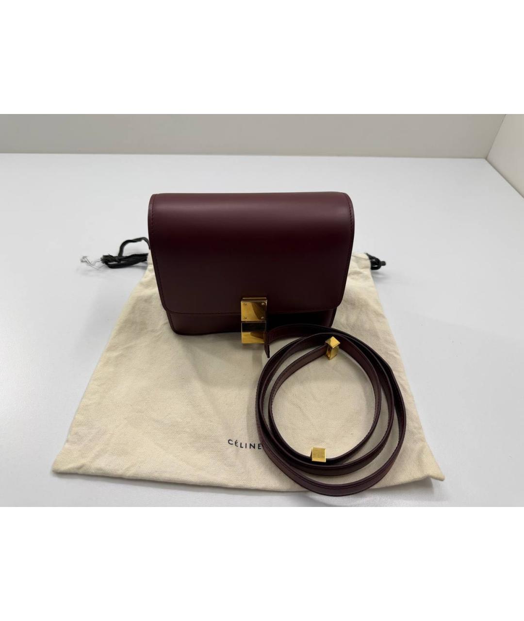 CELINE Бордовая кожаная сумка через плечо, фото 3