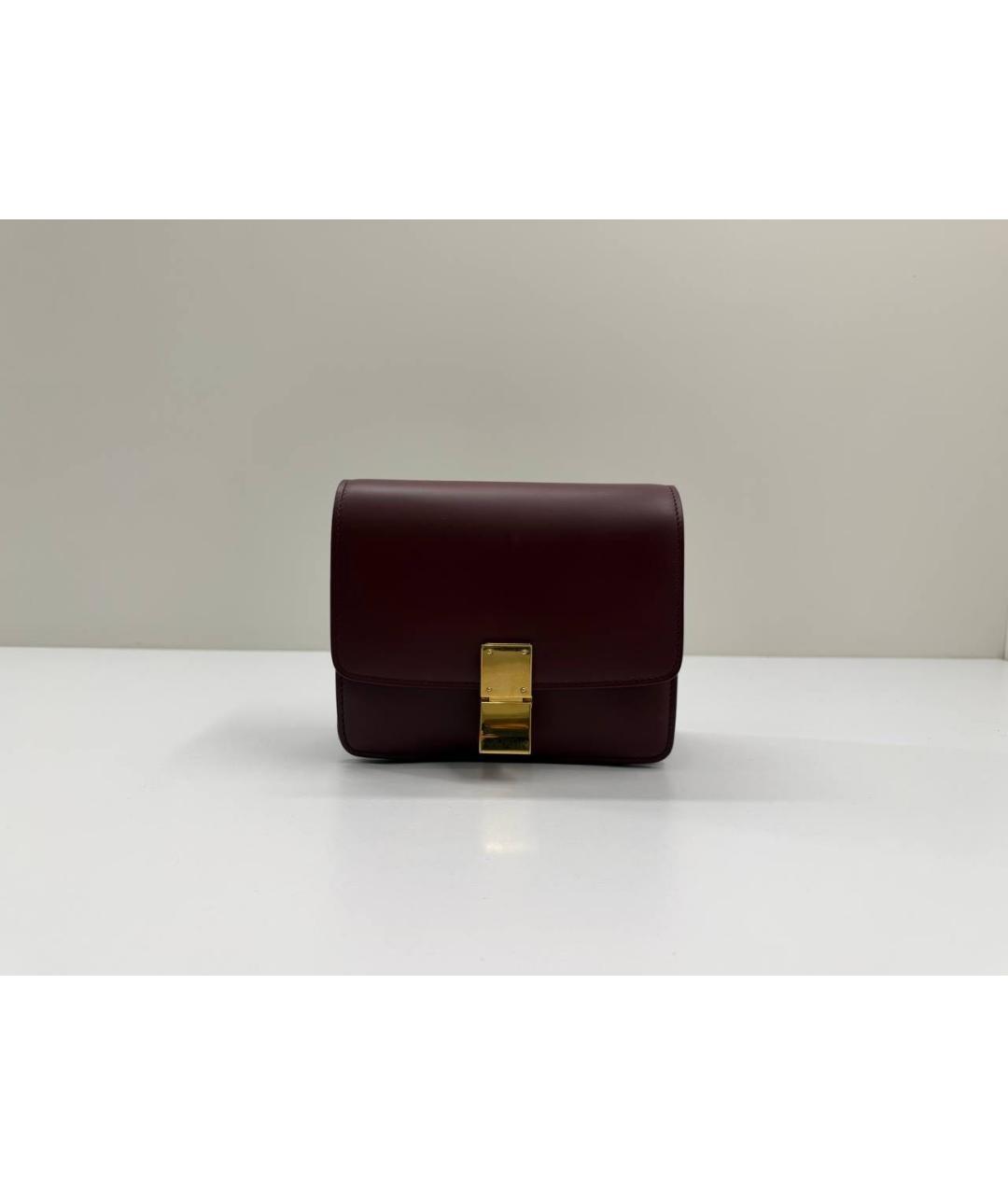 CELINE Бордовая кожаная сумка через плечо, фото 8