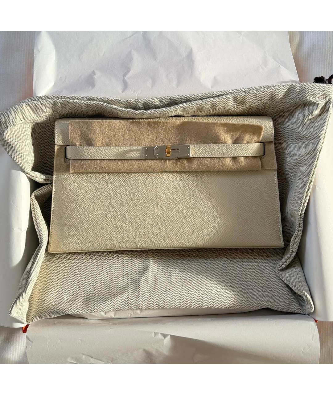 HERMES Бежевая кожаная сумка через плечо, фото 4