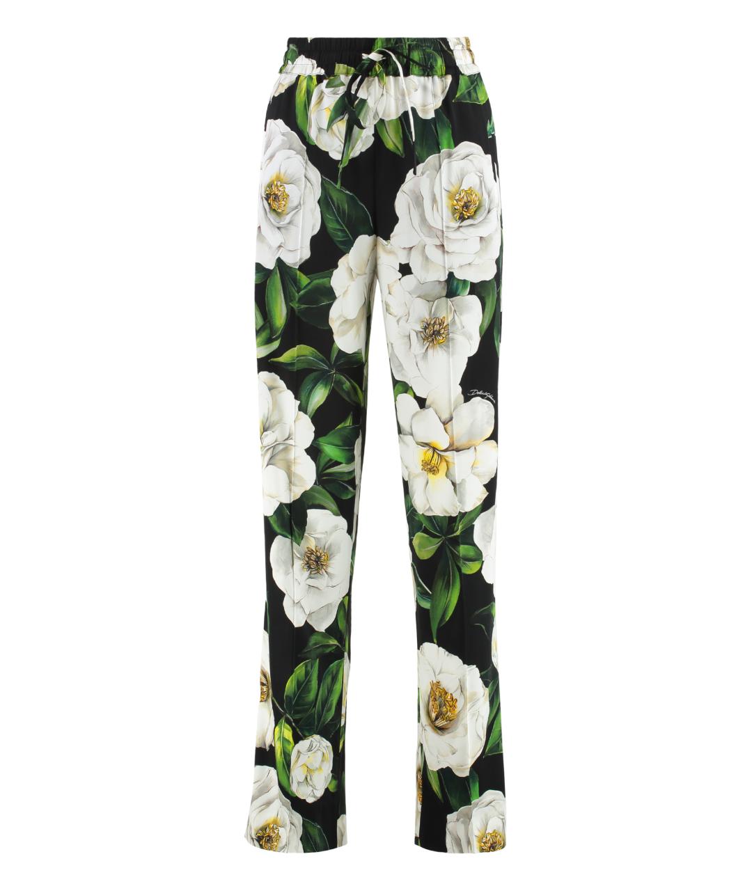 DOLCE&GABBANA Мульти шелковые прямые брюки, фото 1