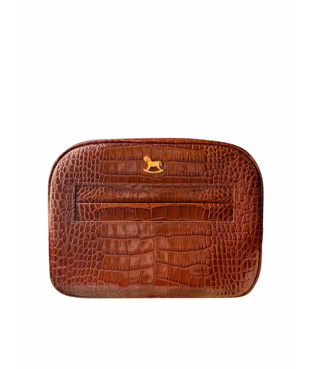 ULYANA SERGEENKO Коричневая косметичка из лакированной кожи, фото 1