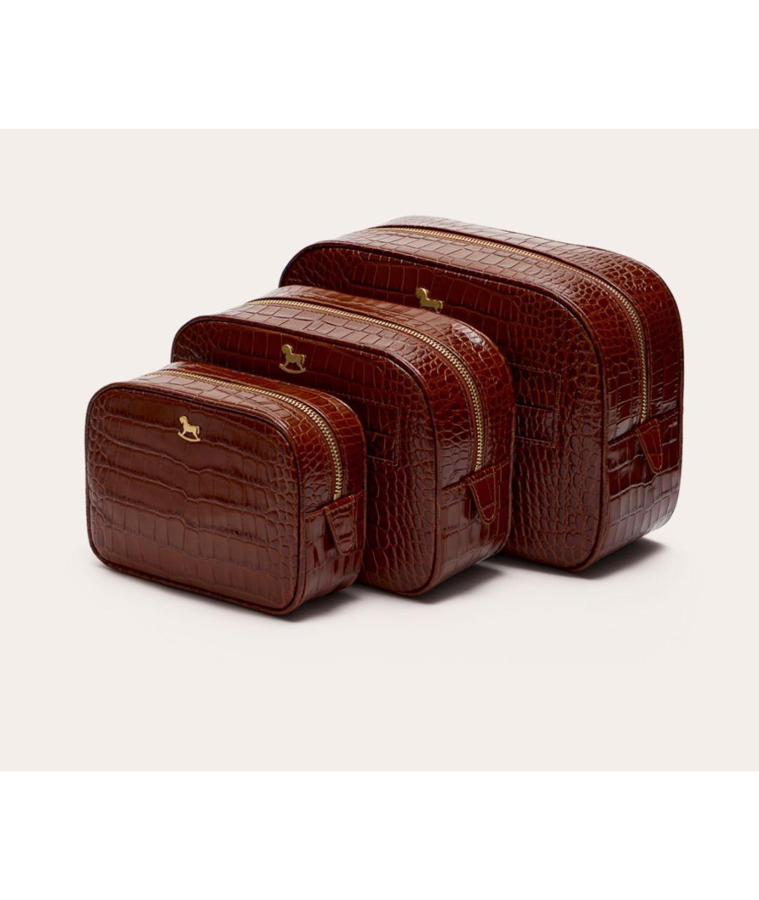 ULYANA SERGEENKO Коричневая косметичка из лакированной кожи, фото 2