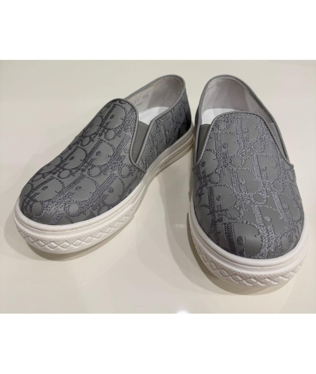 CHRISTIAN DIOR Серые кожаные лоферы/мокасины, фото 2
