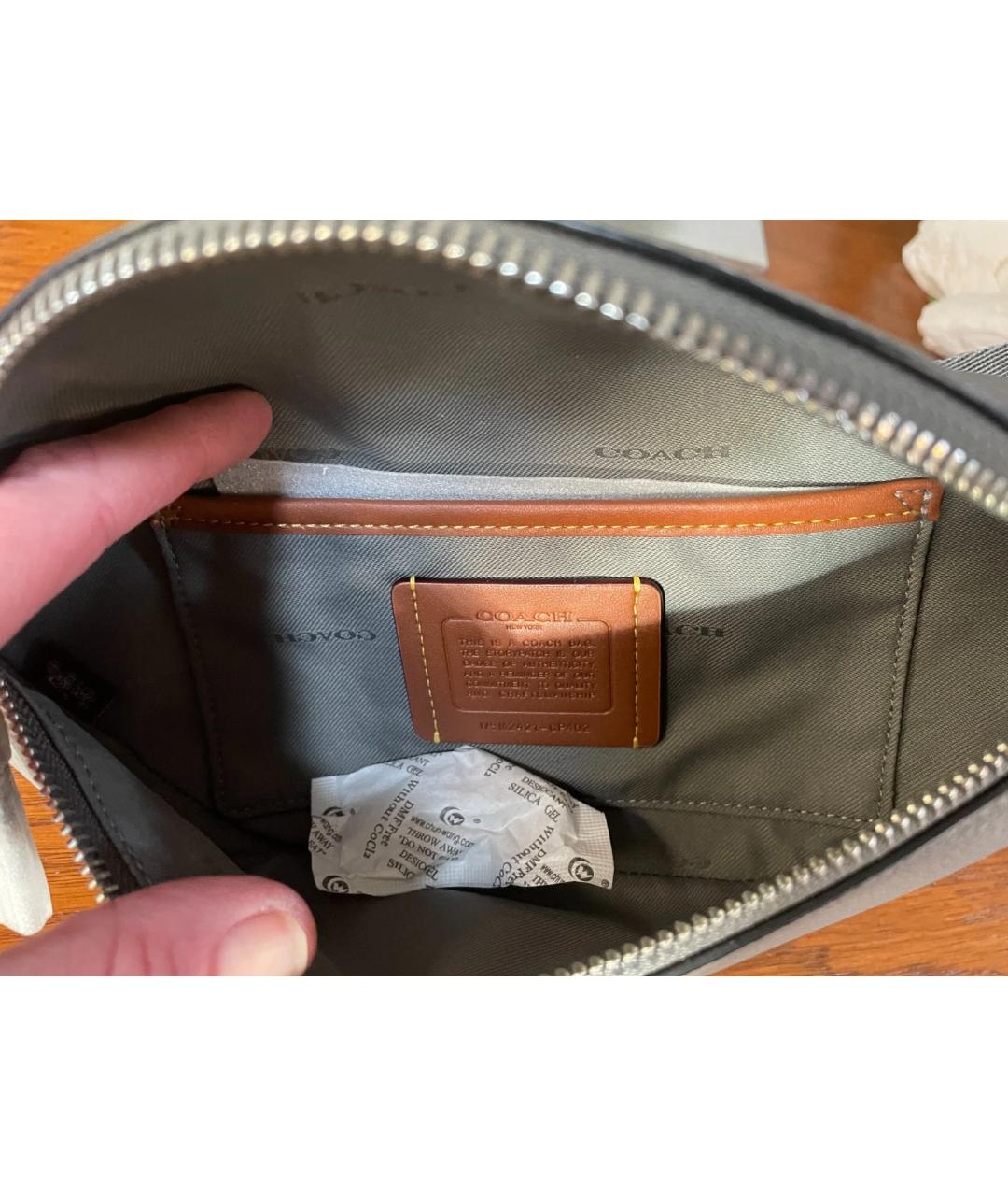COACH Серая кожаная поясная сумка, фото 8