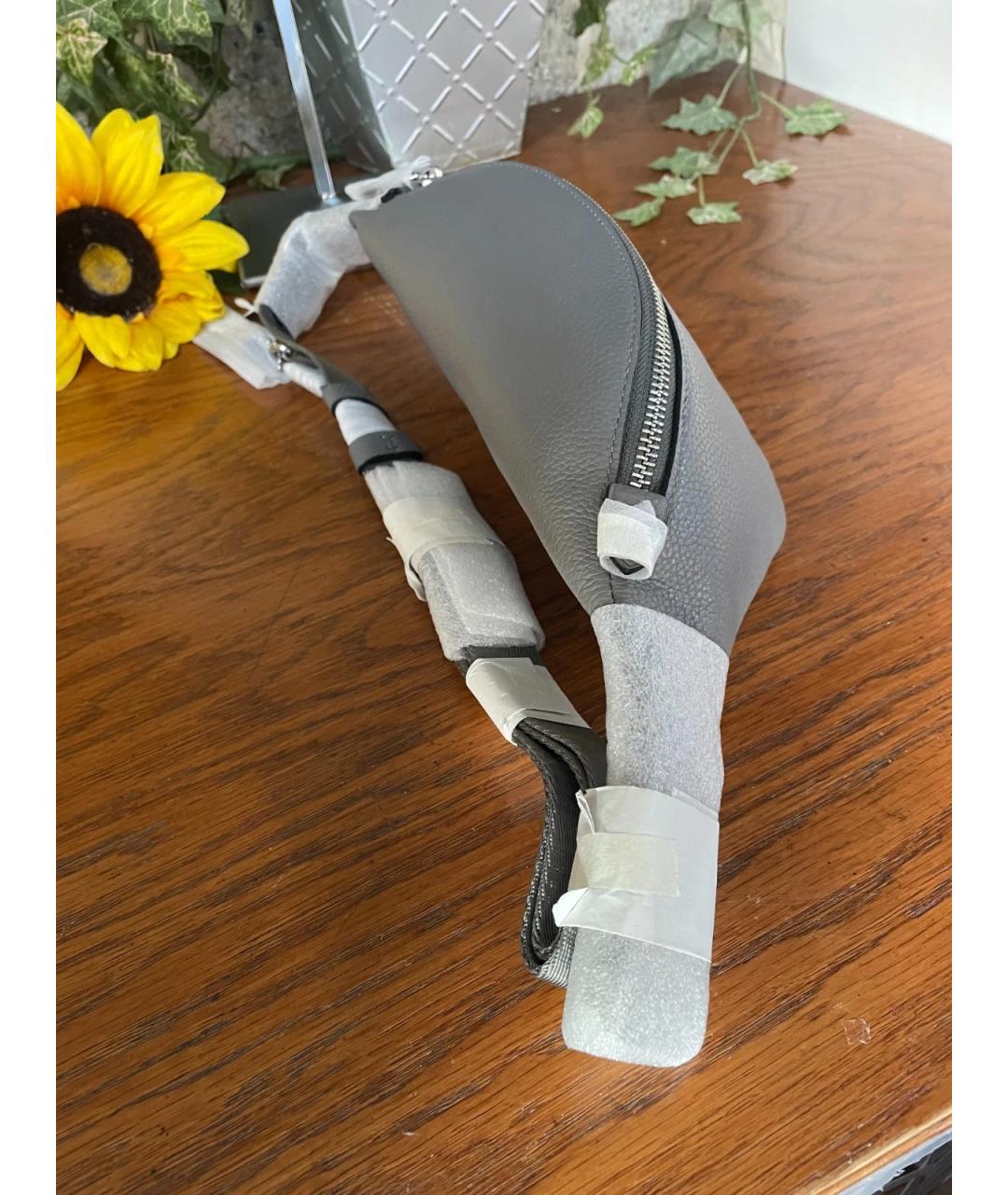 COACH Серая кожаная поясная сумка, фото 6