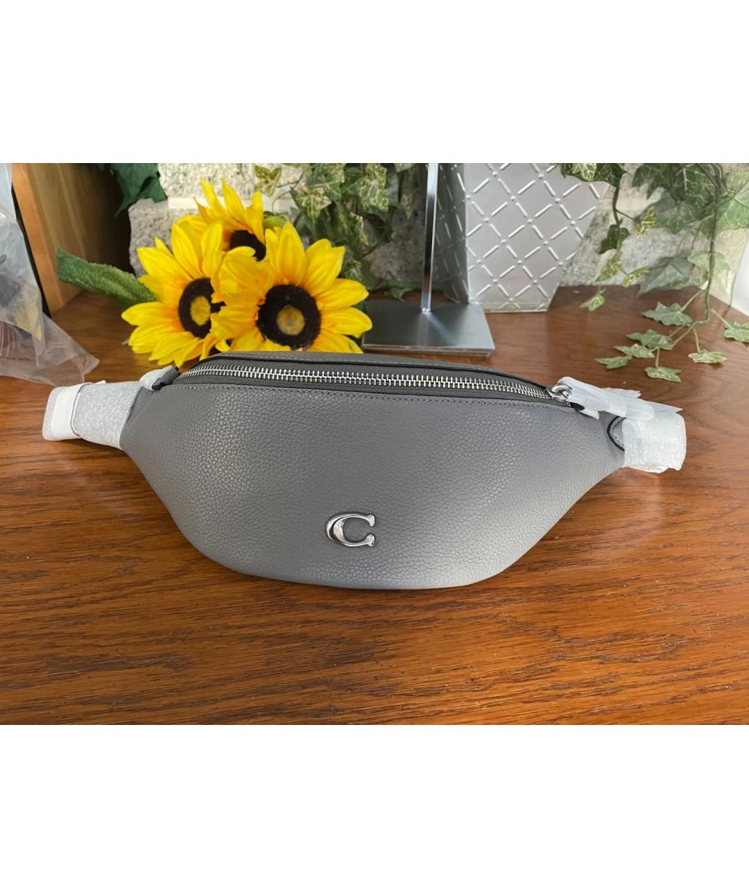 COACH Серая кожаная поясная сумка, фото 5