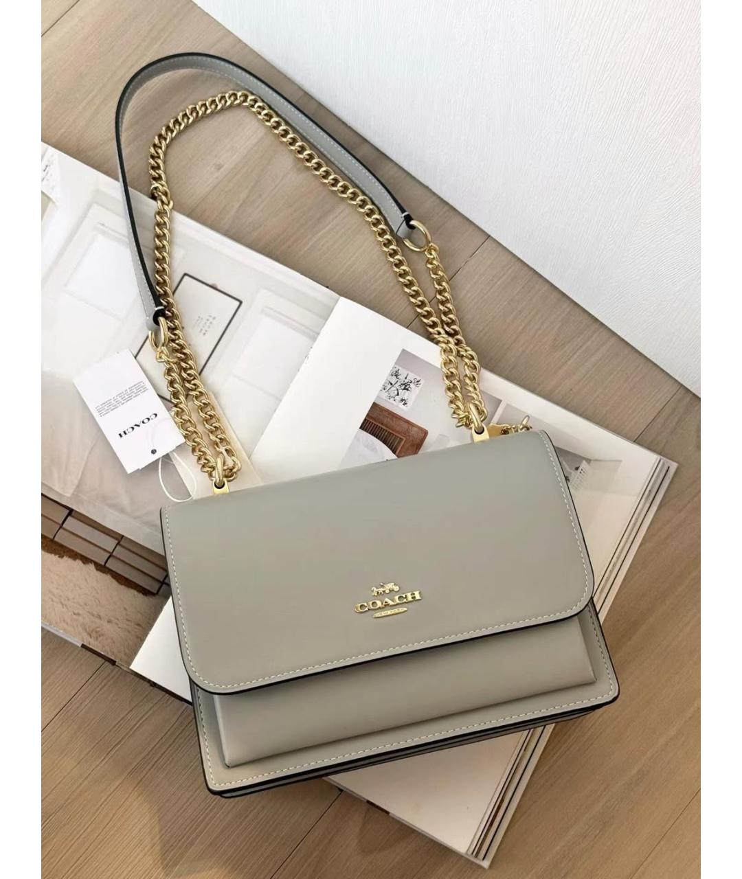 COACH Серая кожаная сумка через плечо, фото 5