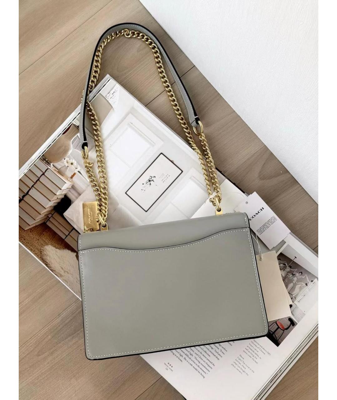 COACH Серая кожаная сумка через плечо, фото 6