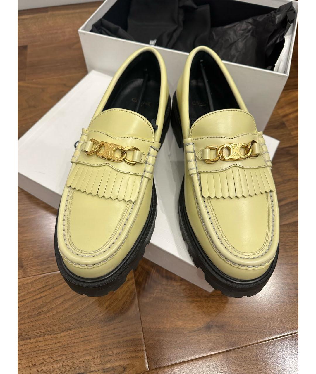 CELINE Желтые кожаные лоферы, фото 3