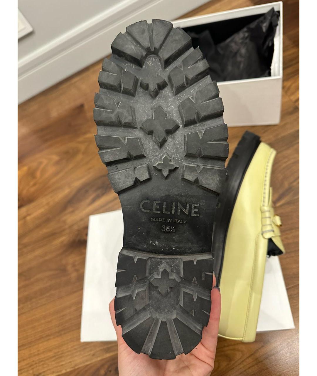 CELINE Желтые кожаные лоферы, фото 6