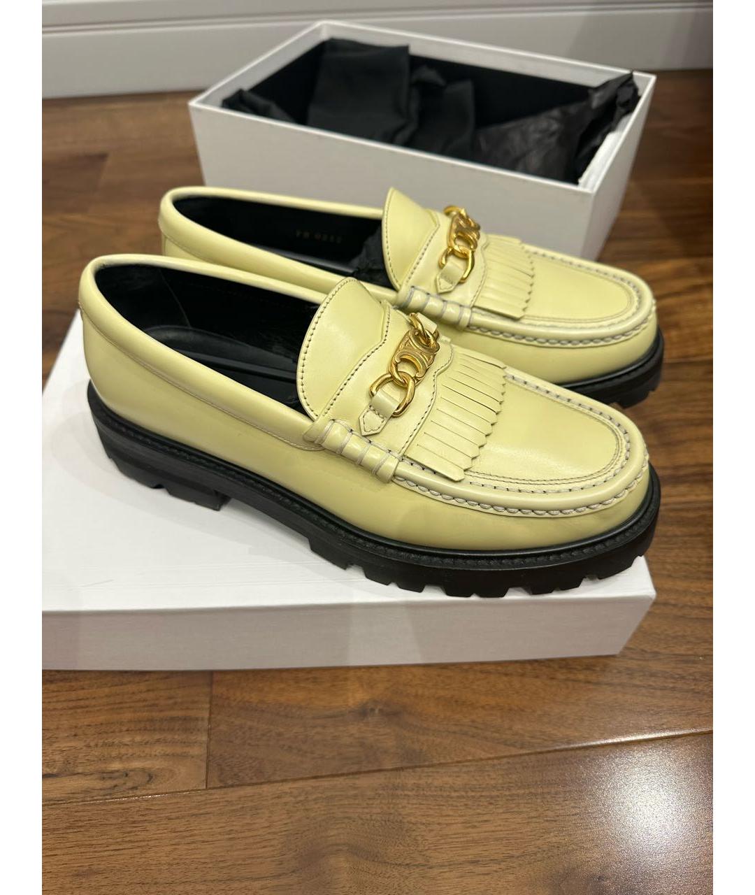 CELINE Желтые кожаные лоферы, фото 2