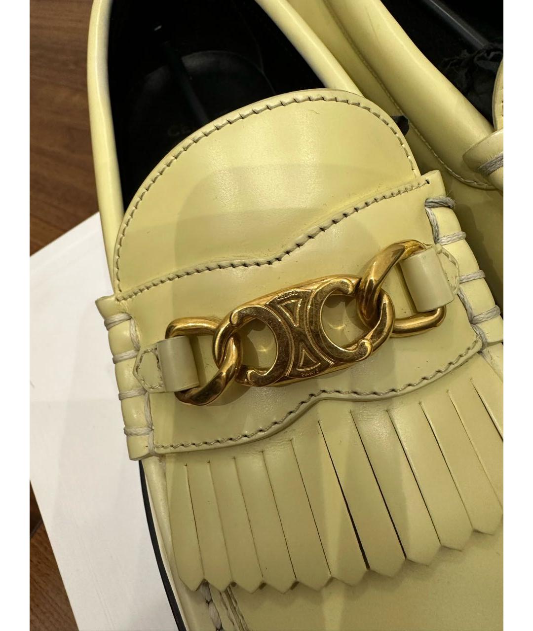 CELINE Желтые кожаные лоферы, фото 8