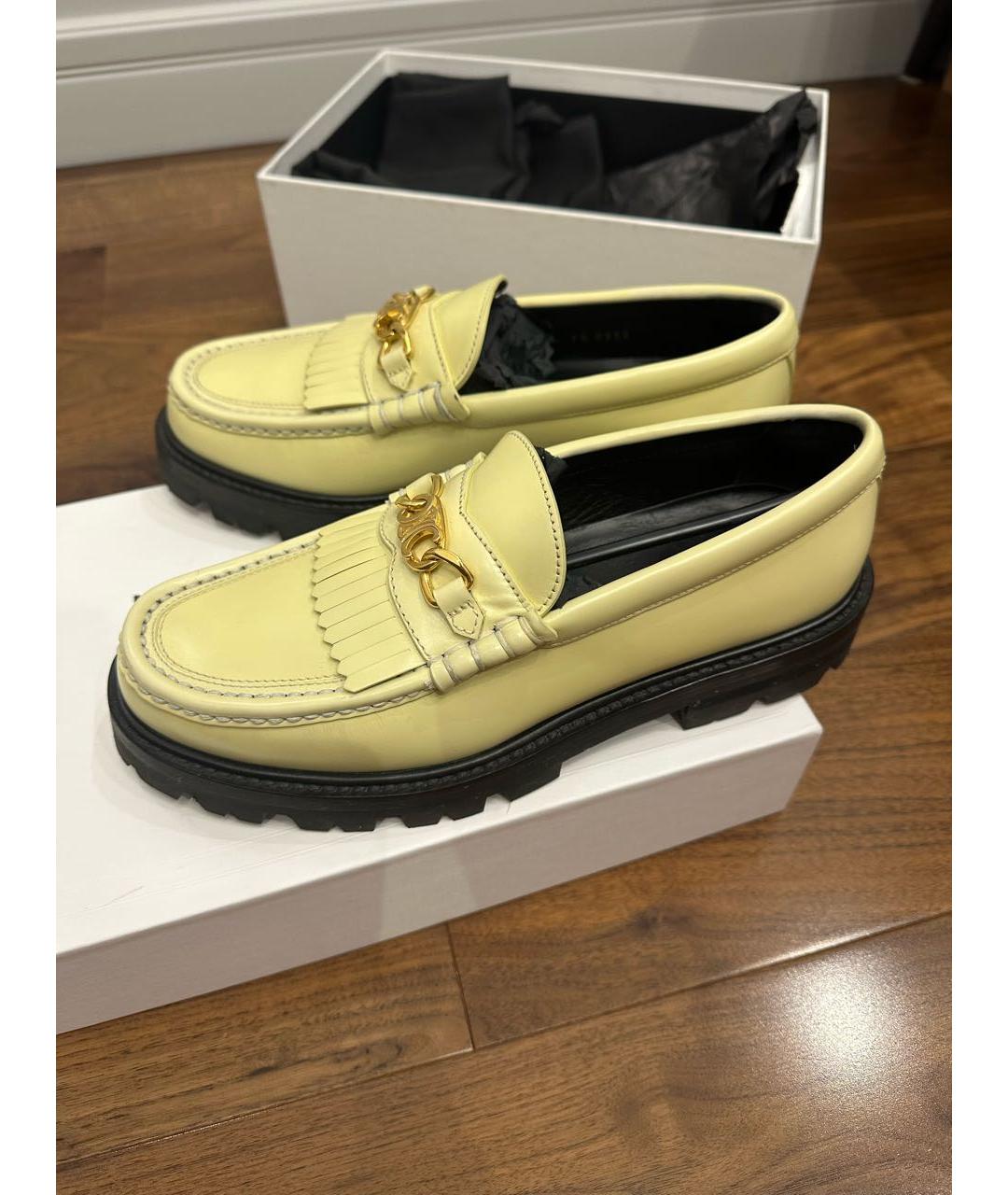 CELINE Желтые кожаные лоферы, фото 5