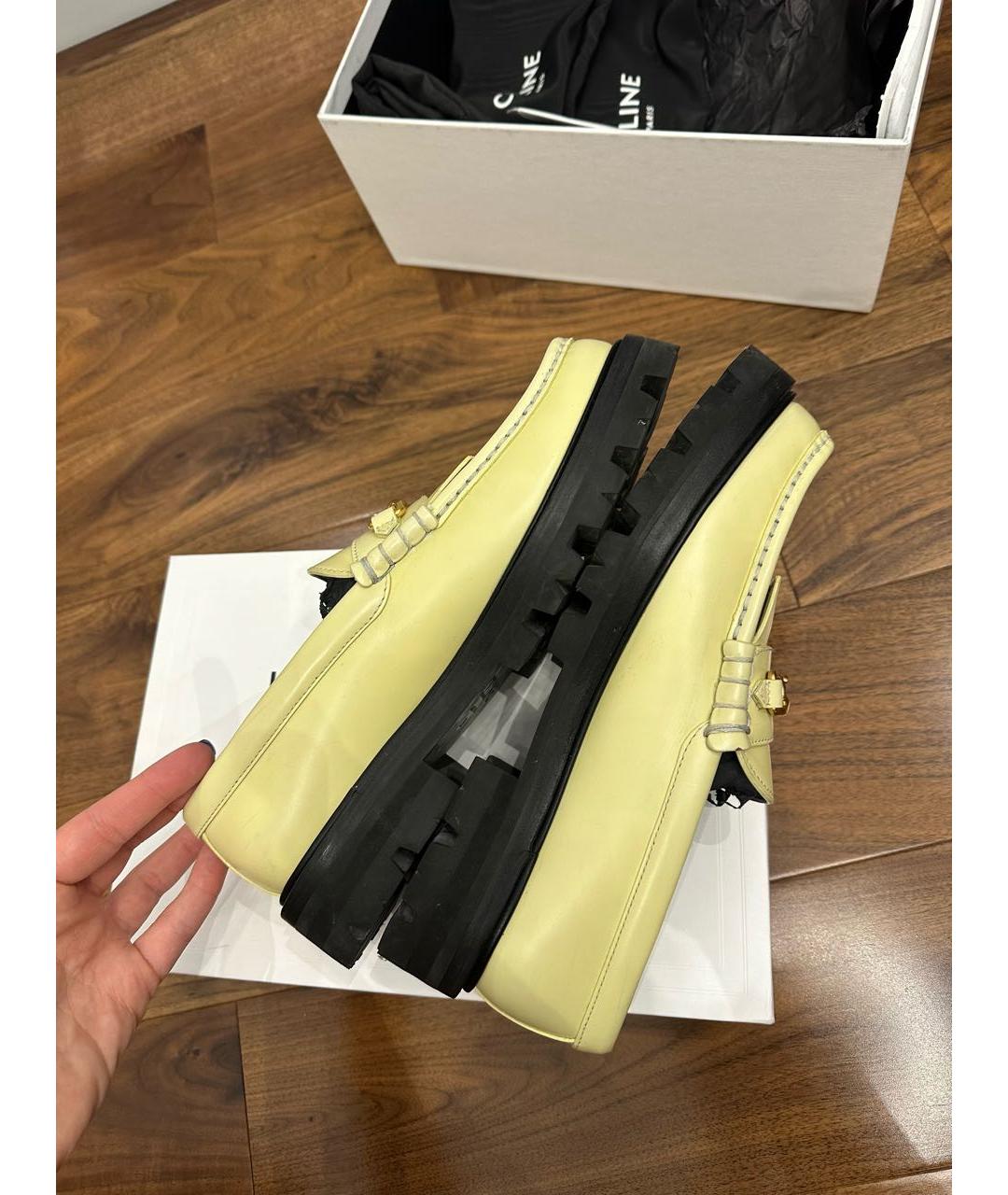 CELINE Желтые кожаные лоферы, фото 9