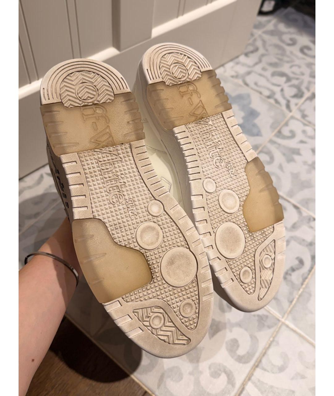 OFF-WHITE Белые кожаные низкие кроссовки / кеды, фото 5