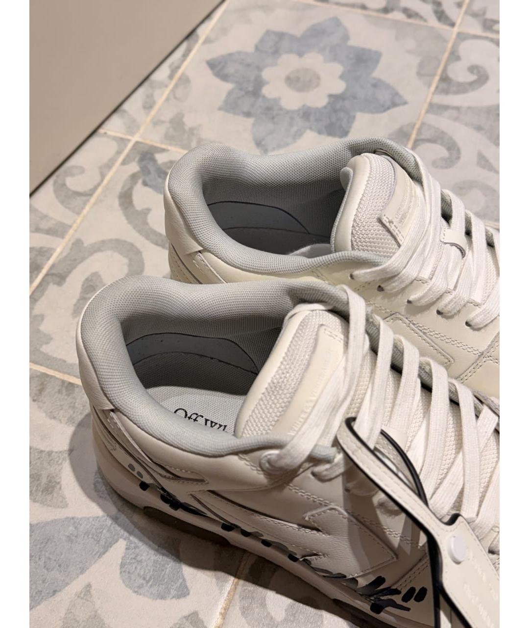OFF-WHITE Белые кожаные низкие кроссовки / кеды, фото 4